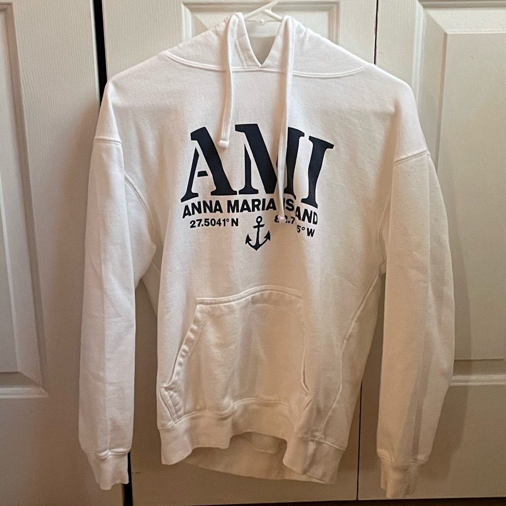 White Anna Maria Island Florida Hoodie Size Small